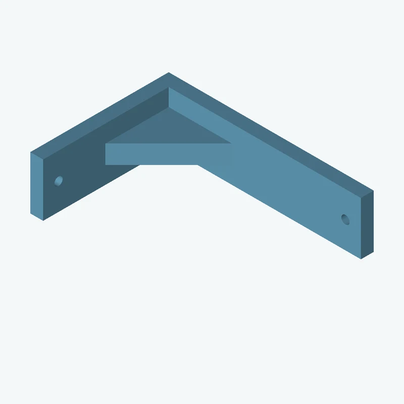 L-bracket: base leg 80 mm, vertical leg 54 mm, 20.73 mm wide, 5 mm thick; 2 × Ø3.2 mm holes per leg; 7.2 mm corner gusset — 2749