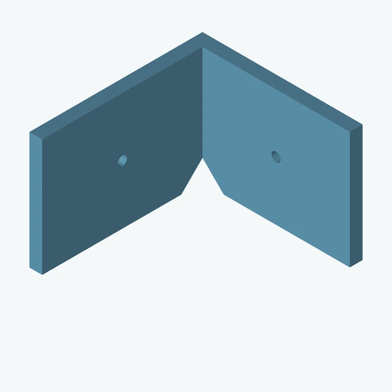 L-bracket: base leg 75 mm, vertical leg 81.1 mm, 55 mm wide, 6 mm thick; 1 × Ø4.3 mm hole per leg — 2833