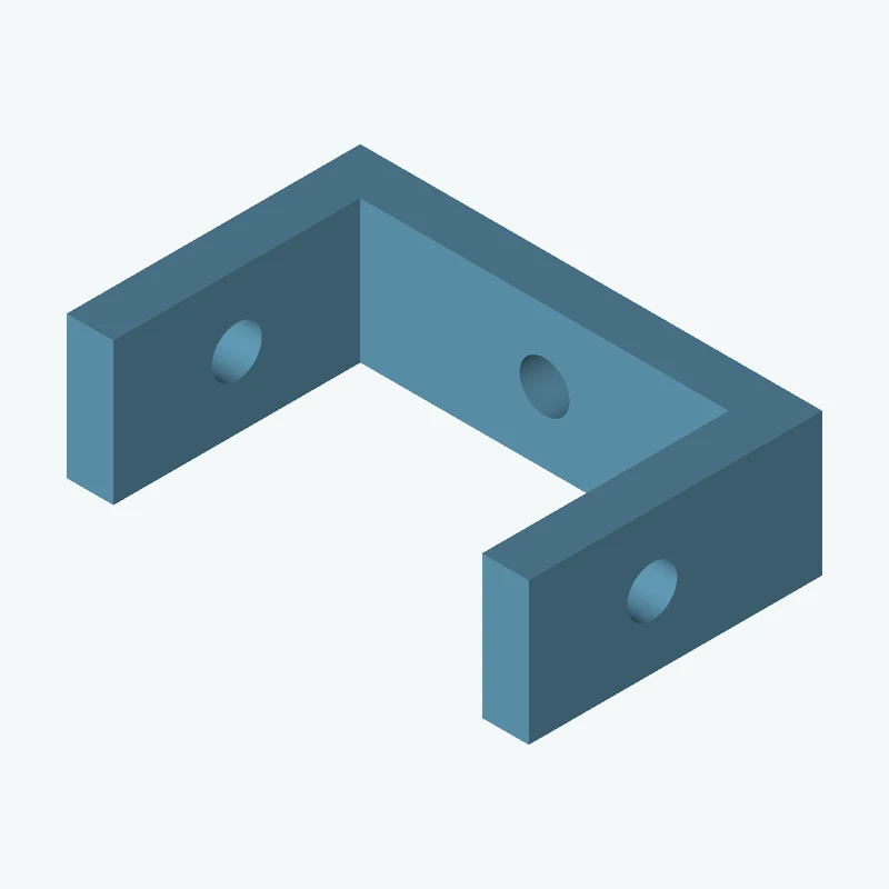 C-channel bracket: base leg 59.32 mm, vertical leg 37.7 mm, 18.29 mm wide, 6 mm thick; 1 × Ø6.4 mm hole per leg — 2841