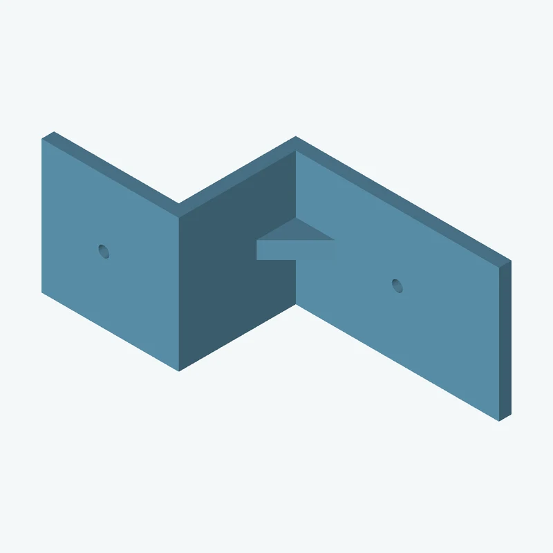 Z-bracket: base leg 85.81 mm, vertical leg 51.5 mm, top leg 54.6 mm, 52.98 mm wide, 5 mm thick; 1 × Ø4.3 mm hole per leg; 6.9 mm c — 2933