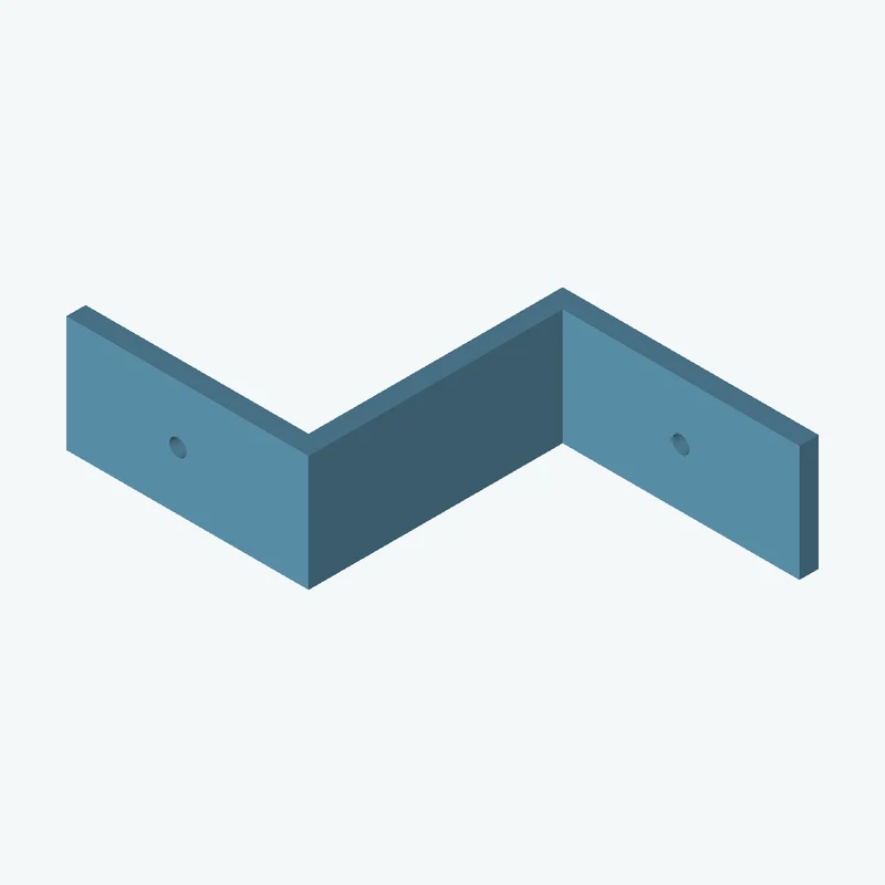 Z-bracket: base leg 80 mm, vertical leg 85.4 mm, top leg 75.7 mm, 36.26 mm wide, 6 mm thick; 1 × Ø5.3 mm hole per leg — 2946
