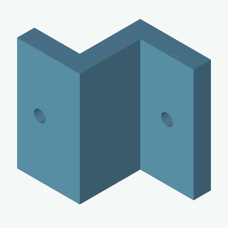 Z-bracket: base leg 32.69 mm, vertical leg 36 mm, top leg 29 mm, 52.37 mm wide, 8 mm thick; 1 × Ø5.3 mm hole per leg — 2969