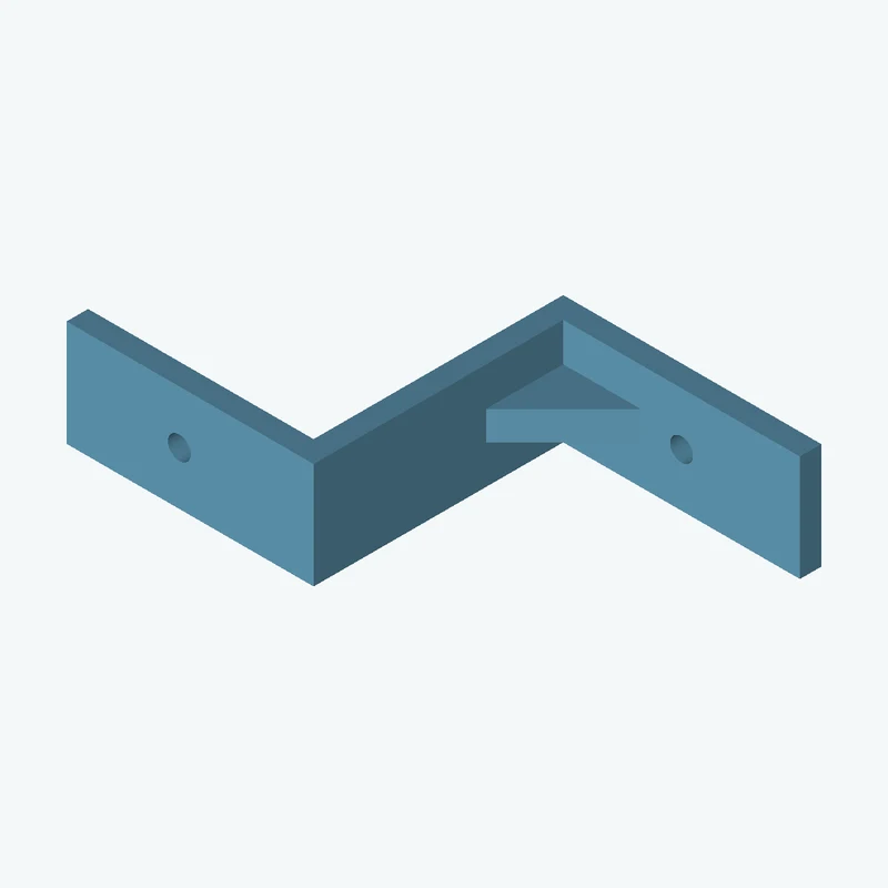 Z-bracket: base leg 60 mm, vertical leg 63 mm, top leg 57.4 mm, 24.65 mm wide, 5 mm thick; 1 × Ø5.3 mm hole per leg; 6.8 mm corner — 2976