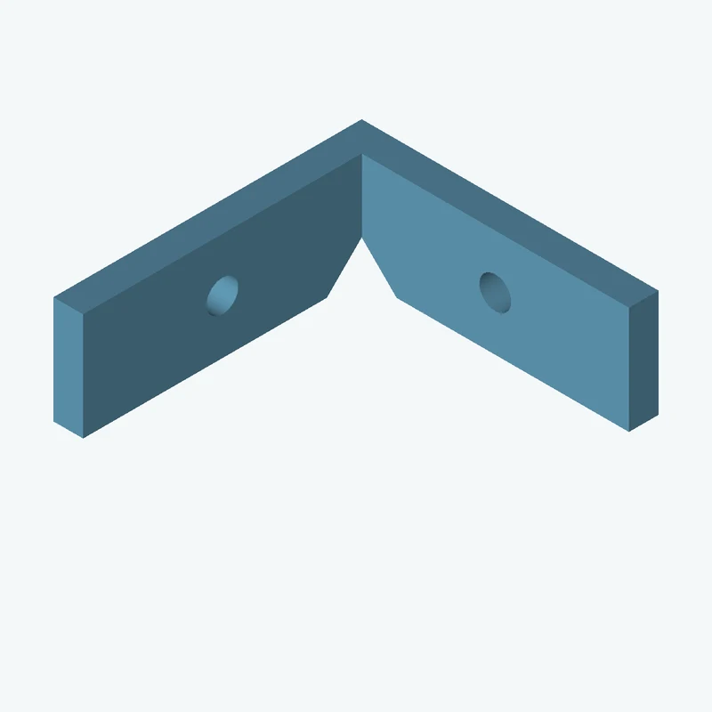 L-bracket: base leg 60 mm, vertical leg 62.3 mm, 21.74 mm wide, 6 mm thick; 1 × Ø6.4 mm hole per leg — 3004