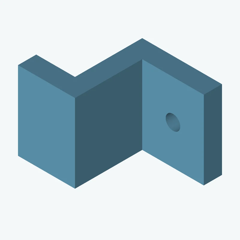 Z-bracket: base leg 35 mm, vertical leg 37.5 mm, top leg 25 mm, 34.46 mm wide, 8 mm thick; 1 × Ø6.4 mm hole per leg — 3029