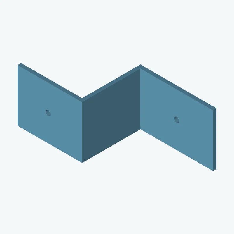 Z-bracket: base leg 65 mm, vertical leg 53 mm, top leg 55.2 mm, 45 mm wide, 3 mm thick; 1 × Ø4.3 mm hole per leg — 3073