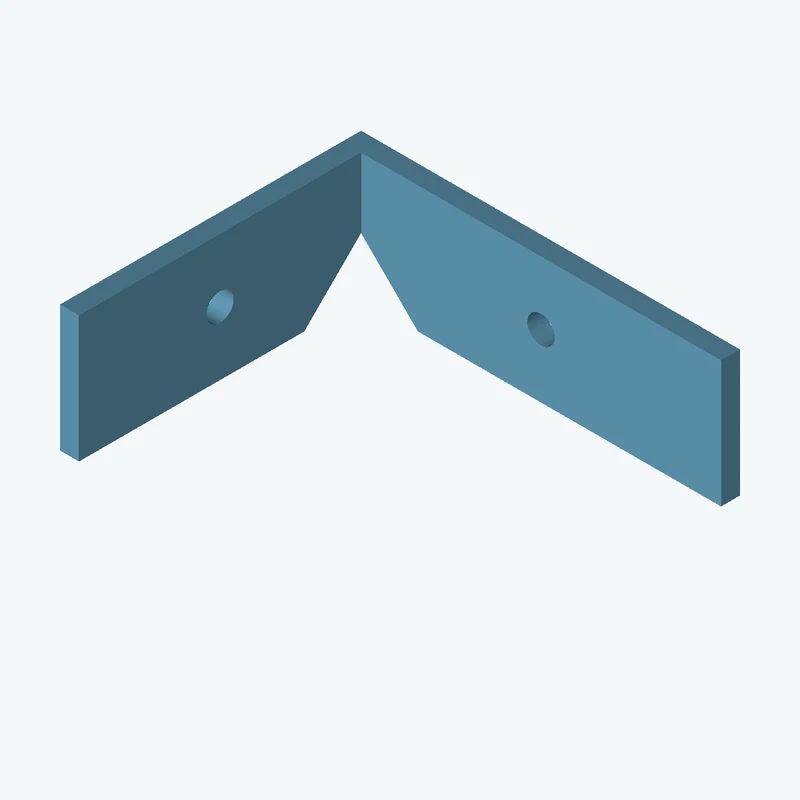 L-bracket: base leg 59.91 mm, vertical leg 47.6 mm, 20 mm wide, 3 mm thick; 1 × Ø4.3 mm hole per leg — 3096
