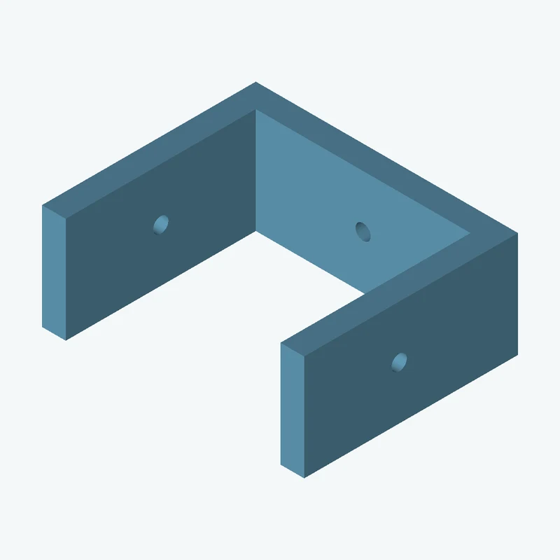 C-channel bracket: base leg 55.18 mm, vertical leg 45 mm, 22.22 mm wide, 5 mm thick; 1 × Ø3.2 mm hole per leg — 3137