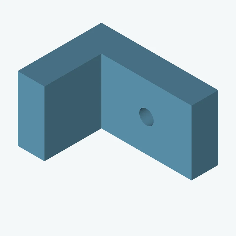 L-bracket: base leg 34.93 mm, vertical leg 25 mm, 19.34 mm wide, 8 mm thick; 1 × Ø4.3 mm hole per leg — 3157