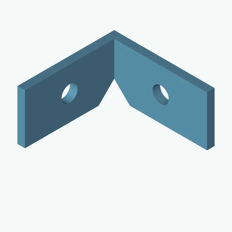 L-bracket: base leg 40 mm, vertical leg 38.6 mm, 20 mm wide, 3 mm thick; 1 × Ø6.4 mm hole per leg — 3196