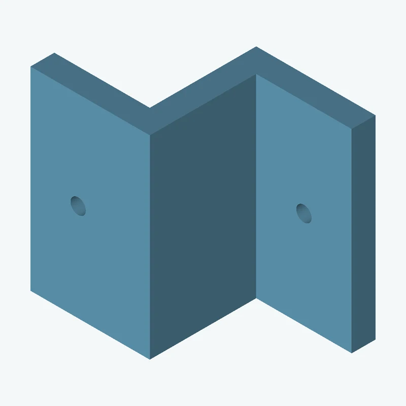 Z-bracket: base leg 25 mm, vertical leg 27.3 mm, top leg 25 mm, 40.69 mm wide, 5 mm thick; 1 × Ø3.2 mm hole per leg — 3234