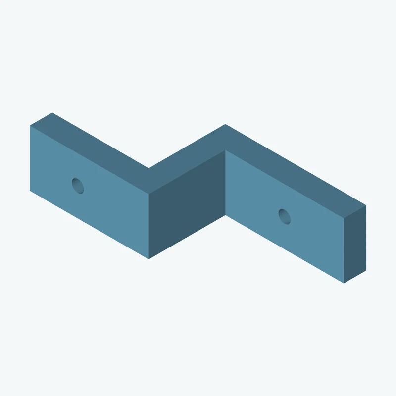 Z-bracket: base leg 50 mm, vertical leg 35.2 mm, top leg 42.2 mm, 20 mm wide, 8 mm thick; 1 × Ø4.3 mm hole per leg — 3271