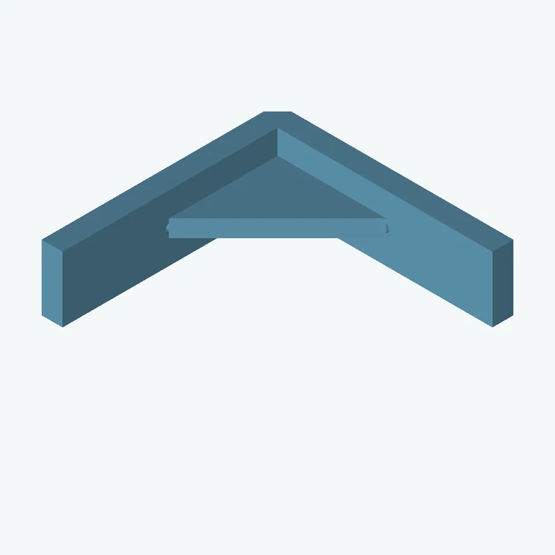 L-bracket: base leg 90 mm, vertical leg 90 mm, 25 mm wide, 8 mm thick; 1 × Ø3.2 mm hole per leg; 6.5 mm corner gusset — 3274
