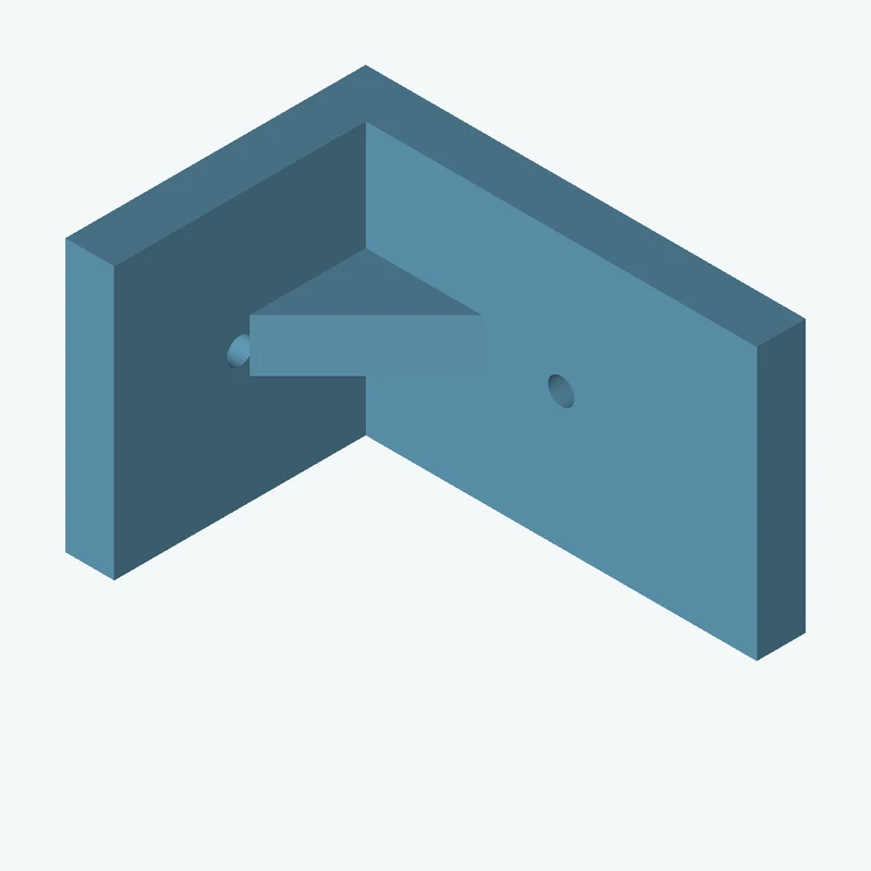 L-bracket: base leg 71.93 mm, vertical leg 49.1 mm, 44.46 mm wide, 8 mm thick; 1 × Ø4.3 mm hole per leg; 8.6 mm corner gusset — 3283