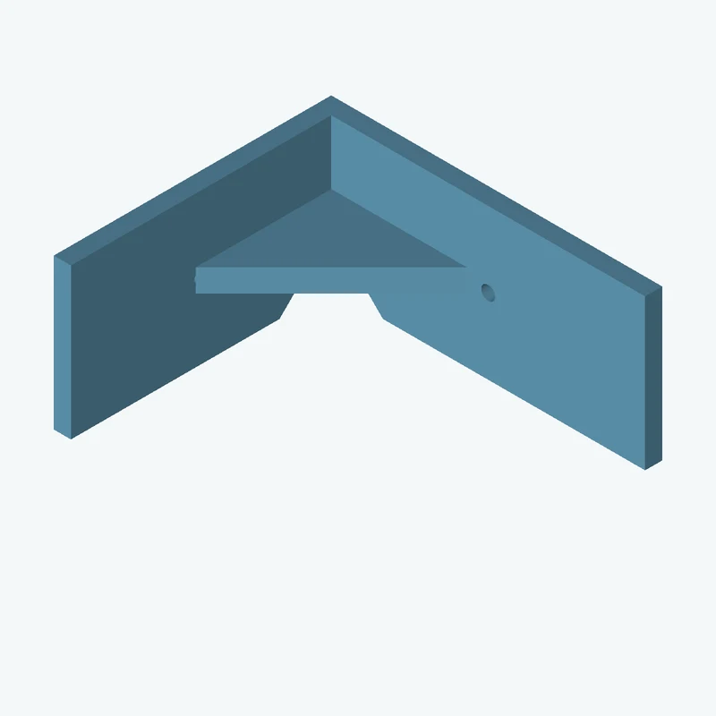L-bracket: base leg 76.94 mm, vertical leg 64.5 mm, 35 mm wide, 4 mm thick; 1 × Ø3.2 mm hole per leg; 5.3 mm corner gusset — 3317