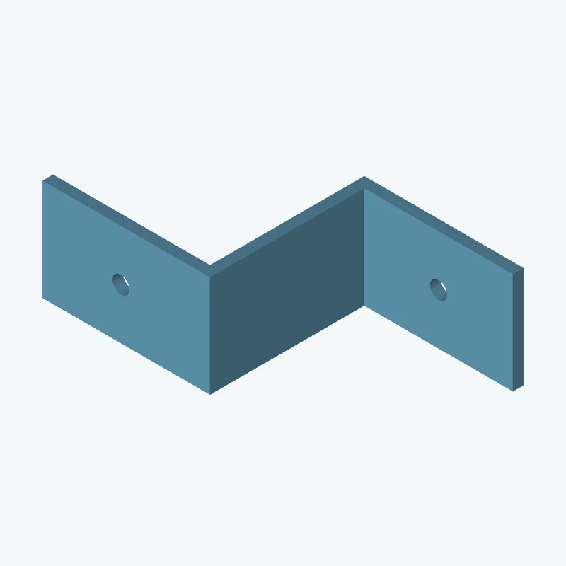 Z-bracket: base leg 60 mm, vertical leg 62.1 mm, top leg 63.1 mm, 38.3 mm wide, 4 mm thick; 1 × Ø6.4 mm hole per leg — 3333