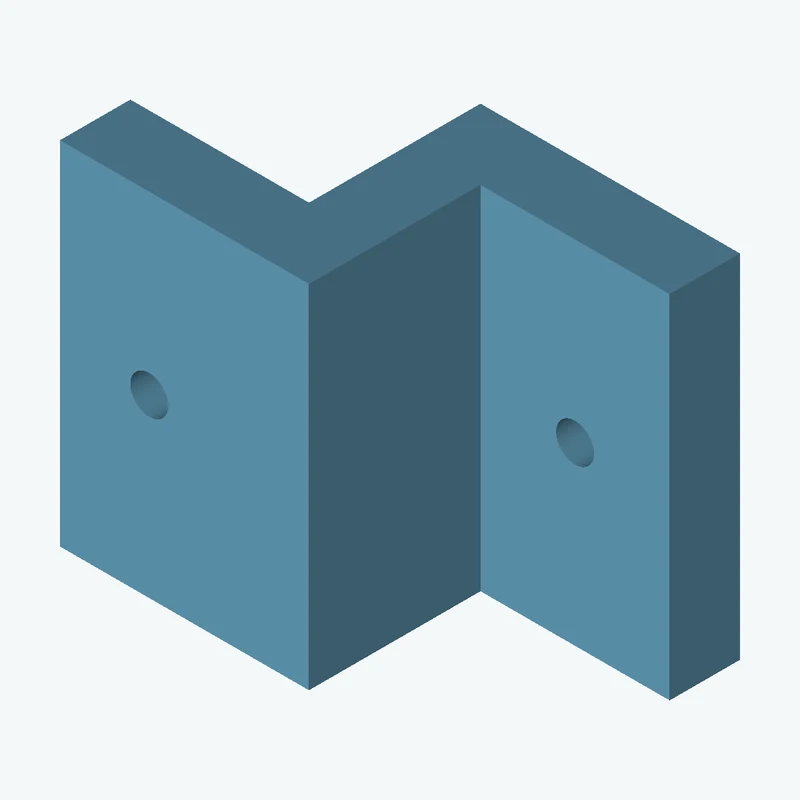 Z-bracket: base leg 29.5 mm, vertical leg 27.5 mm, top leg 28.3 mm, 40 mm wide, 8 mm thick; 1 × Ø4.3 mm hole per leg — 3341