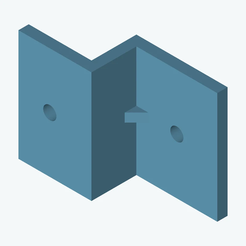 Z-bracket: base leg 44.42 mm, vertical leg 26.9 mm, top leg 35.6 mm, 54.29 mm wide, 5 mm thick; 1 × Ø6.4 mm hole per leg; 4.2 mm c — 3461