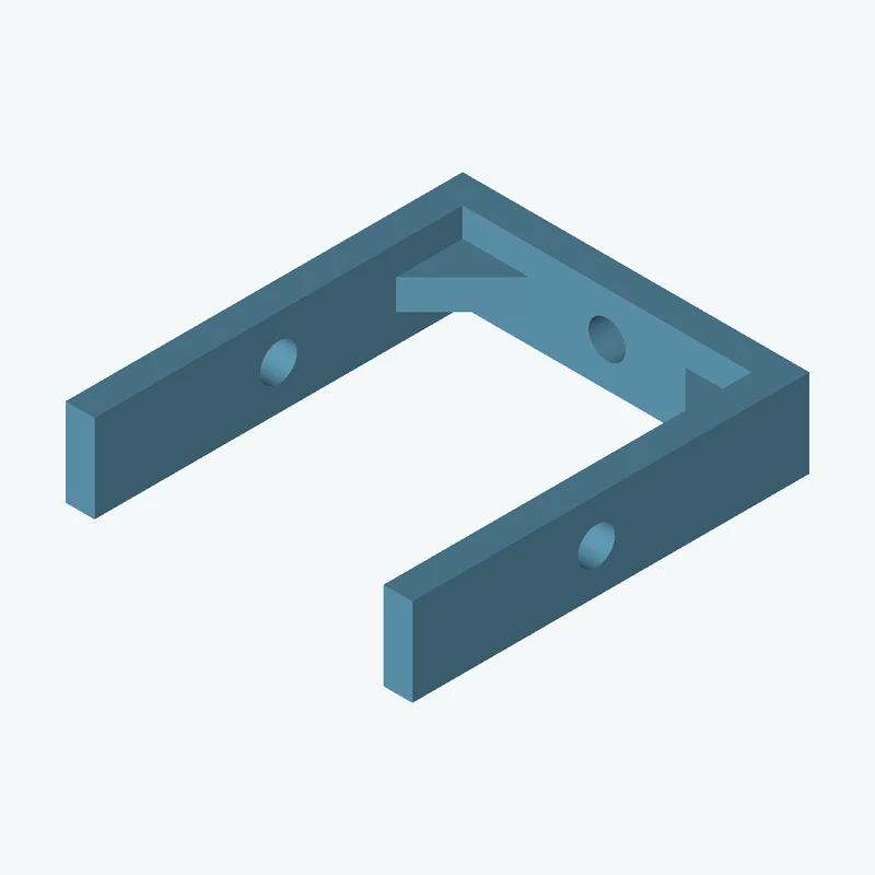 C-channel bracket: base leg 60 mm, vertical leg 68.7 mm, 15.21 mm wide, 5 mm thick; 1 × Ø6.4 mm hole per leg; 5.2 mm corner gusset — 3495