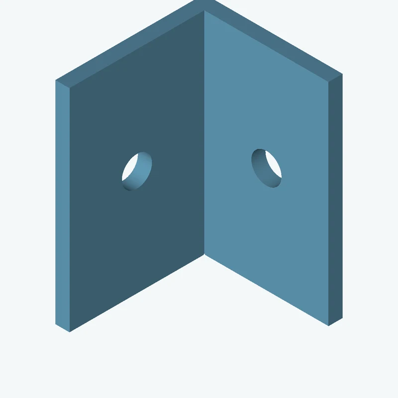 L-bracket: base leg 29.42 mm, vertical leg 31.7 mm, 45 mm wide, 3 mm thick; 1 × Ø6.4 mm hole per leg — 3507