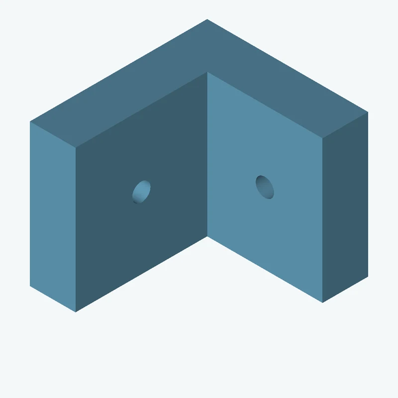 L-bracket: base leg 28.23 mm, vertical leg 31.1 mm, 25 mm wide, 8 mm thick; 1 × Ø3.2 mm hole per leg; 11.6 mm corner gusset — 3513
