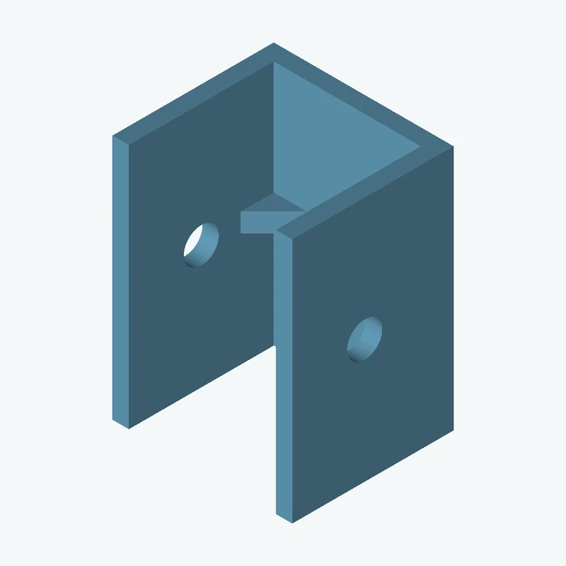 C-channel bracket: base leg 32.88 mm, vertical leg 29.5 mm, 45 mm wide, 3 mm thick; 1 × Ø6.4 mm hole per leg; 3.5 mm corner gusset — 3516