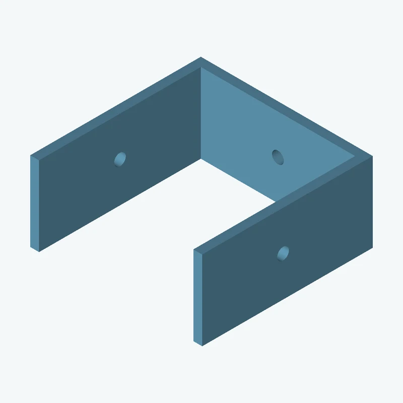 C-channel bracket: base leg 77.81 mm, vertical leg 77.2 mm, 35.95 mm wide, 4 mm thick; 1 × Ø5.3 mm hole per leg — 3547