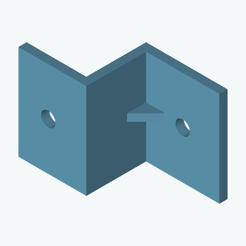 Z-bracket: base leg 30 mm, vertical leg 25 mm, top leg 25 mm, 35 mm wide, 3 mm thick; 1 × Ø5.3 mm hole per leg; 2.7 mm corner guss — 3563