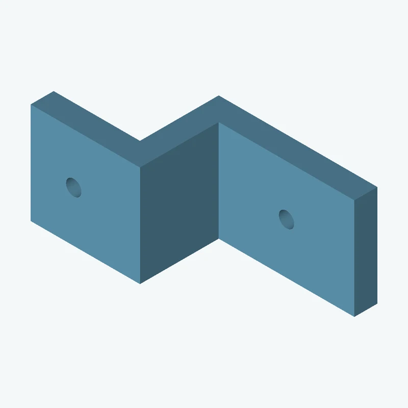 Z-bracket: base leg 55 mm, vertical leg 35.3 mm, top leg 37.9 mm, 35 mm wide, 8 mm thick; 1 × Ø5.3 mm hole per leg — 3564