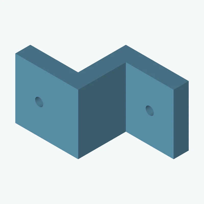 Z-bracket: base leg 25 mm, vertical leg 25 mm, top leg 25 mm, 23.93 mm wide, 6 mm thick; 1 × Ø3.2 mm hole per leg — 3584