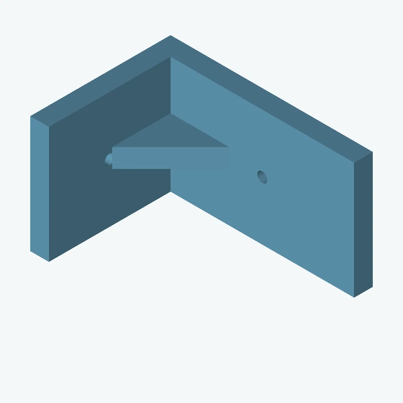 L-bracket: base leg 65 mm, vertical leg 45.1 mm, 37.57 mm wide, 6 mm thick; 1 × Ø3.2 mm hole per leg; 6.1 mm corner gusset — 3607