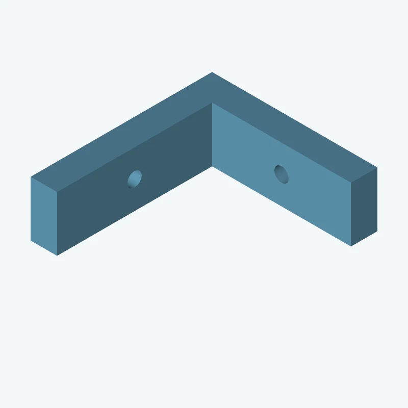 L-bracket: base leg 50 mm, vertical leg 54.9 mm, 16.7 mm wide, 8 mm thick; 1 × Ø4.3 mm hole per leg — 3628