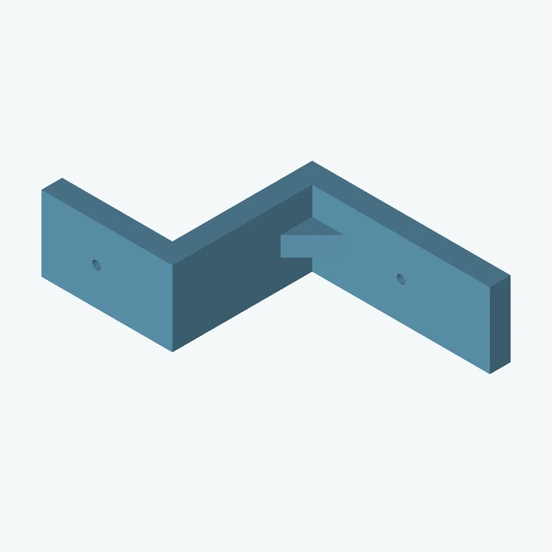 Z-bracket: base leg 76.51 mm, vertical leg 61.9 mm, top leg 50.5 mm, 29.03 mm wide, 8 mm thick; 1 × Ø3.2 mm hole per leg; 7.6 mm c — 3717