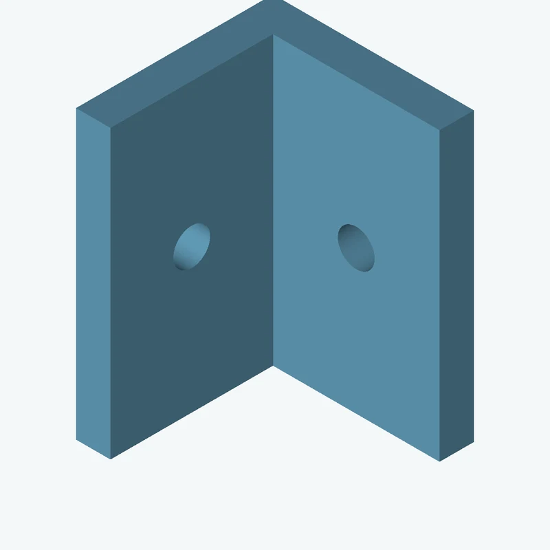 L-bracket: base leg 35 mm, vertical leg 34.3 mm, 50 mm wide, 6 mm thick; 1 × Ø6.4 mm hole per leg — 3787