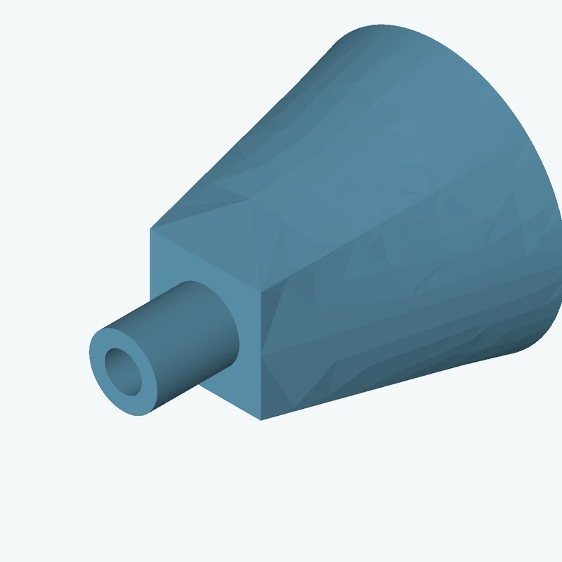 Lofted body through 2 sections: Ø65 mm circular section → 28.1 × 28.1 mm rectangular section — 0026