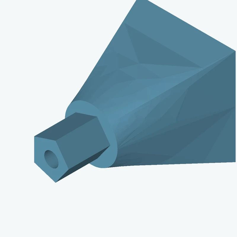 Lofted body through 2 sections: 75 × 75 mm rectangular section → Ø40.9 mm circular section — 0161
