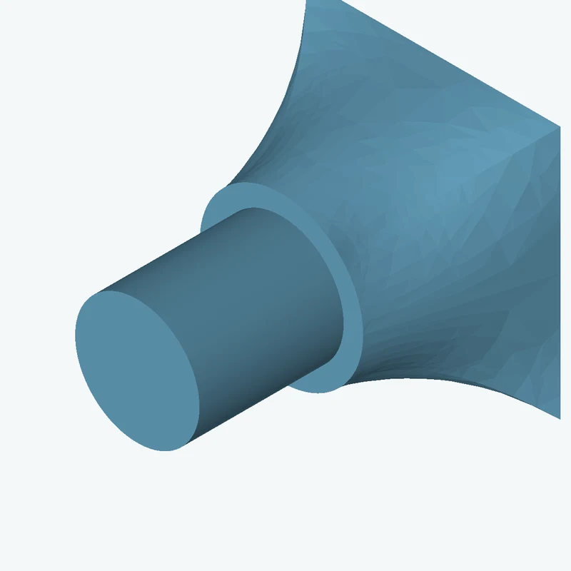 Lofted body through 3 sections: 50 × 50 mm rectangular section → Ø41.1 mm circular section → Ø32.2 mm circular section — 0245