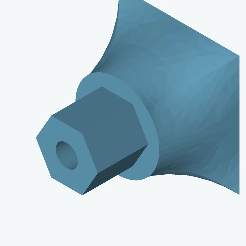 Lofted body through 3 sections: 54.03 × 54.03 mm rectangular section → Ø45.8 mm circular section → Ø37.6 mm circular section — 0555