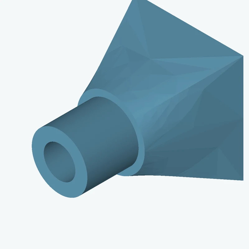 Lofted body through 2 sections: 65 × 65 mm rectangular section → Ø40.8 mm circular section — 0984