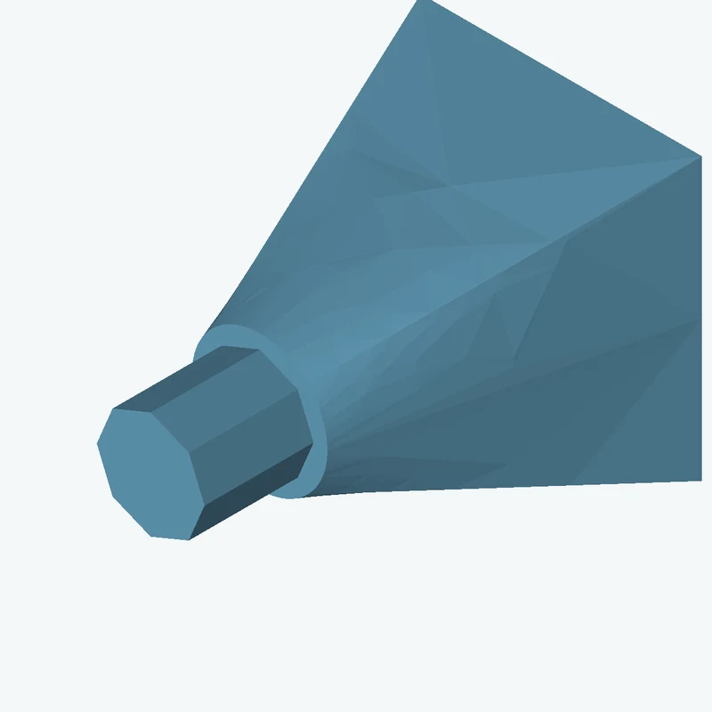 Lofted body through 2 sections: 41.77 × 41.77 mm rectangular section → Ø20.1 mm circular section — 1000