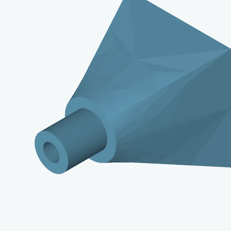 Lofted body through 2 sections: 61.38 × 61.38 mm rectangular section → Ø30.6 mm circular section — 1028
