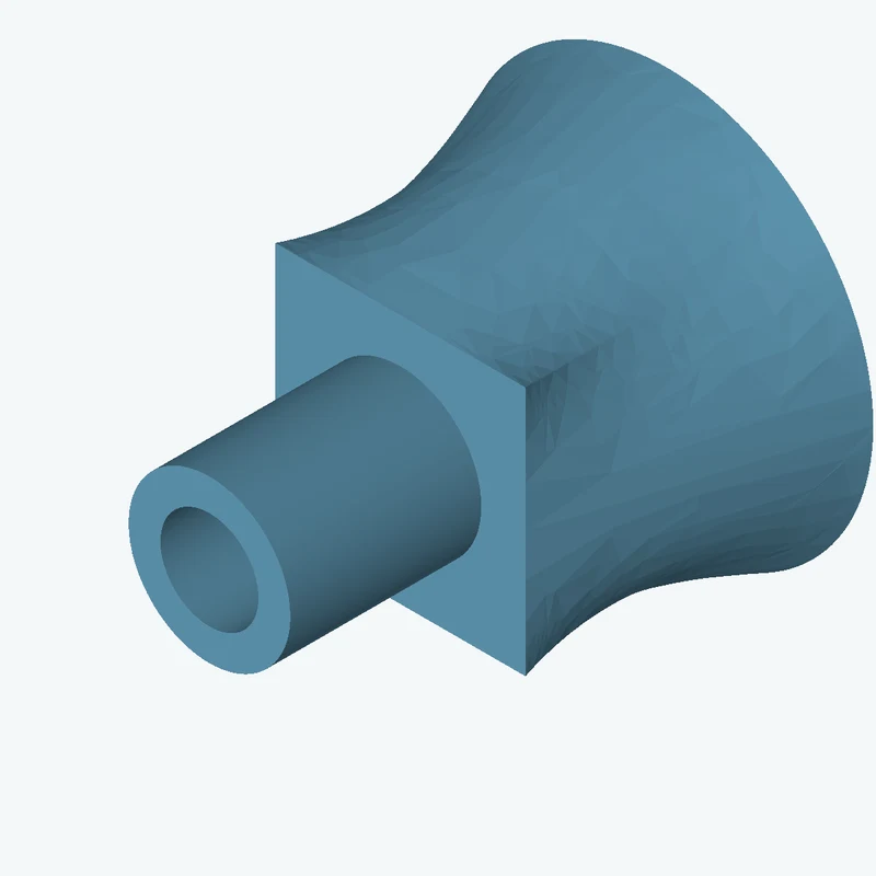 Lofted body through 3 sections: Ø65 mm circular section → Ø52.1 mm circular section → 39.3 × 39.3 mm rectangular section — 1067