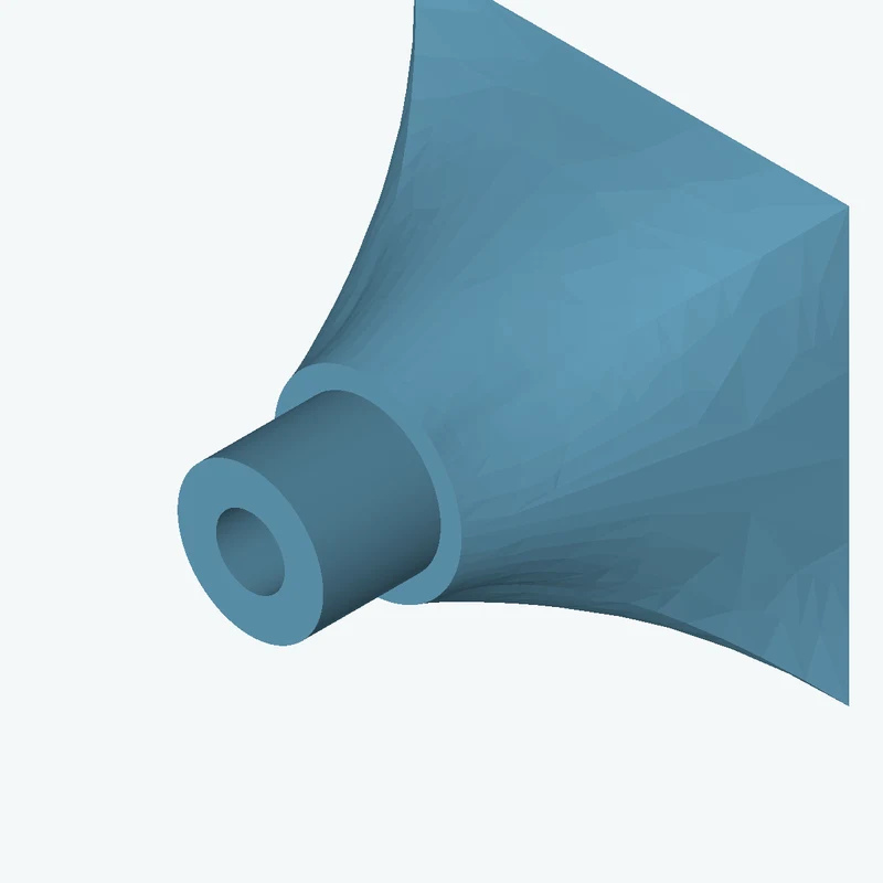 Lofted body through 3 sections: 55 × 55 mm rectangular section → Ø39.4 mm circular section → Ø23.8 mm circular section — 1460