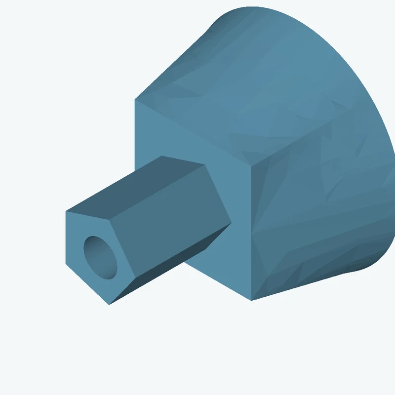 Lofted body through 2 sections: Ø76.95 mm circular section → 43.5 × 43.5 mm rectangular section — 2042