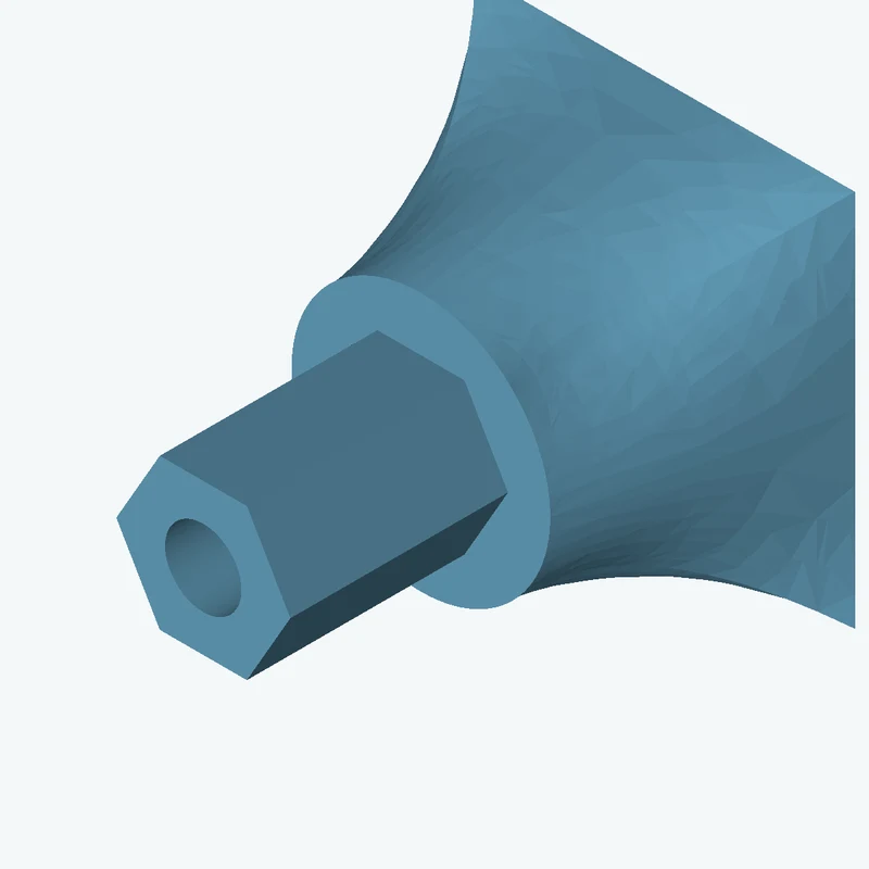 Lofted body through 3 sections: 60 × 60 mm rectangular section → Ø50.5 mm circular section → Ø41 mm circular section — 2082