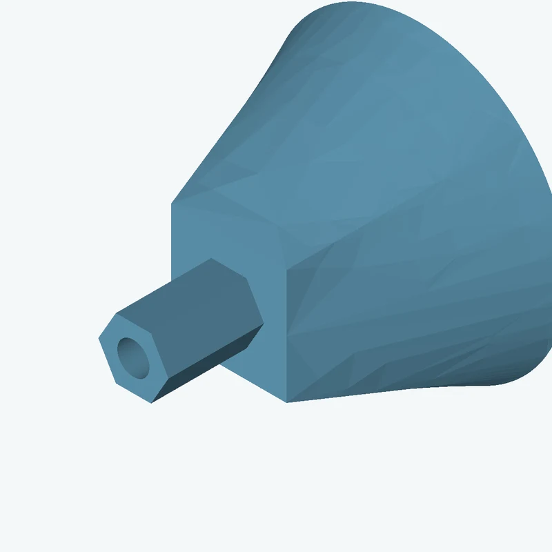 Lofted body through 2 sections: Ø48.35 mm circular section → 18.7 × 18.7 mm rectangular section — 2398