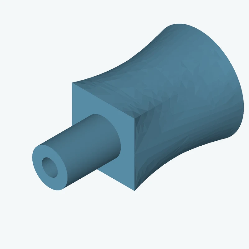Lofted body through 3 sections: Ø67 mm circular section → Ø56.9 mm circular section → 46.8 × 46.8 mm rectangular section — 2601