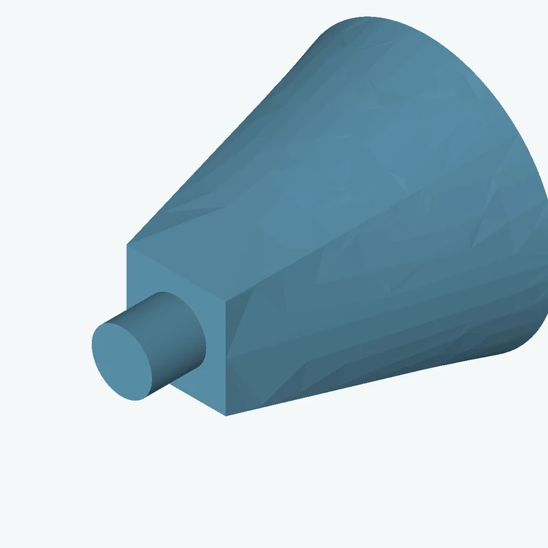 Lofted body through 2 sections: Ø69.75 mm circular section → 26.3 × 26.3 mm rectangular section — 2836