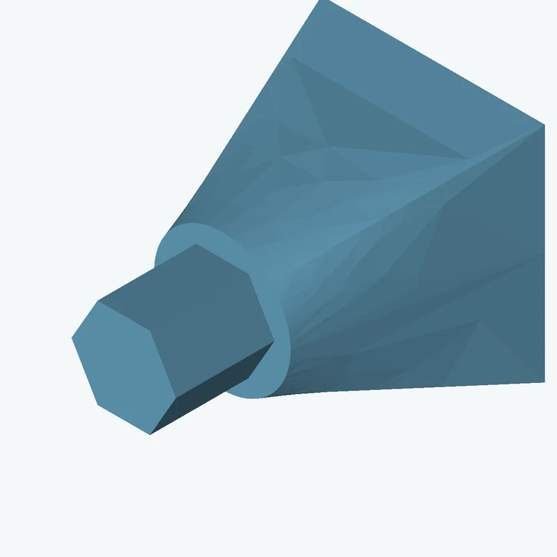 Lofted body through 2 sections: 65 × 65 mm rectangular section → Ø39.7 mm circular section — 2863