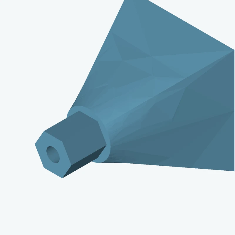 Lofted body through 2 sections: 46.96 × 46.96 mm rectangular section → Ø19.8 mm circular section — 3021